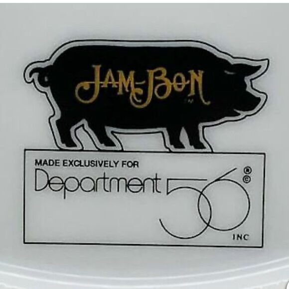 Jam Bon Bistro Paris Pig Piggy Chef Department 56 Cake Pie Server Ceramic Set - Picture 5 of 15
